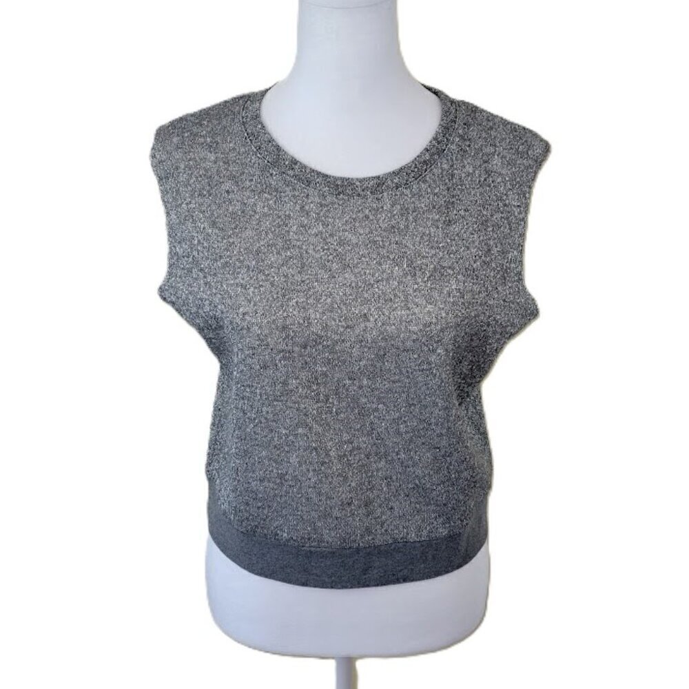 Leith Sleeveless Gray Silver Sparkle Crop Top Cotton Blend Women's Size S